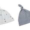 Accessories Sleepee | Baby Knotted Hats - Grey Dots & Melange Grey (2 Pack)