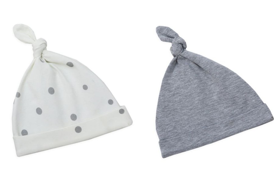 Accessories Sleepee | Baby Knotted Hats - Grey Dots & Melange Grey (2 Pack)