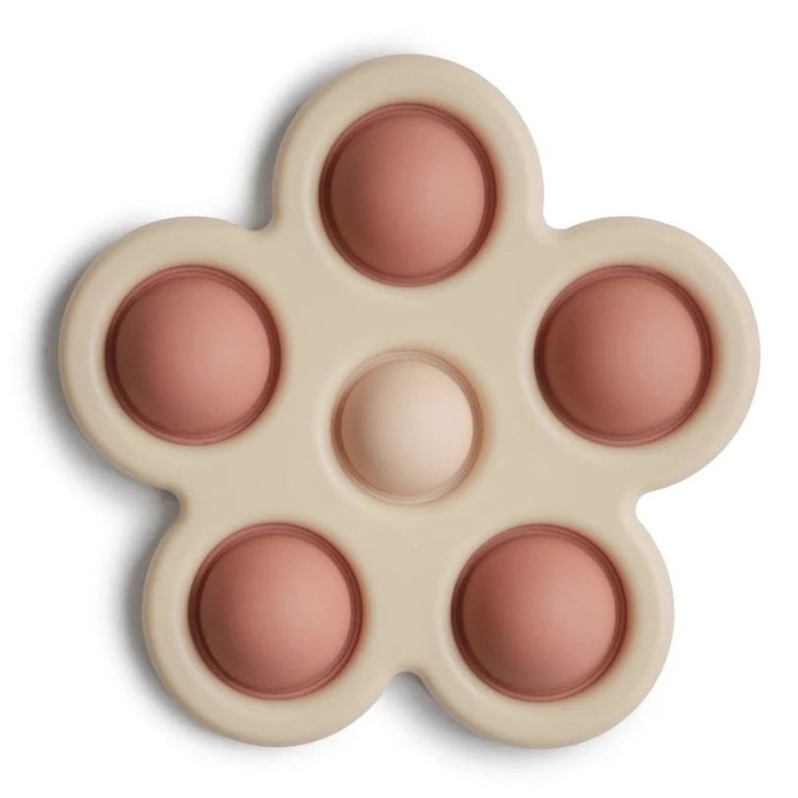 Play Time Mushie | Mushie Silicone Flower Press Toy Rose/Blush/Shifting Sand