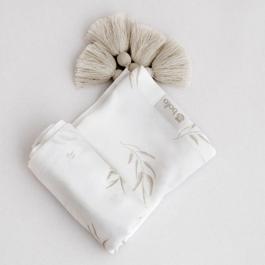 Bed Time Bolo | Bolo Bamboo Swaddle Blanket - Beige Leaves