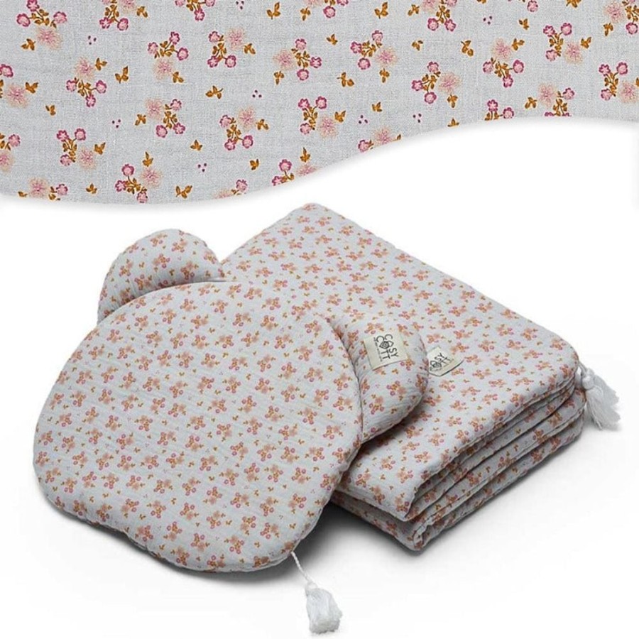 Bed Time CosyCott | Cosycott Muslin Bedding Set - Flowers (2 Colours)