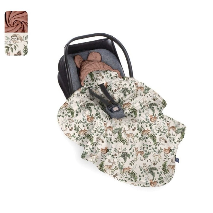 Accessories BabySteps | Babysteps Car Seat Blanket - Animals Garden - Mocha Mousse