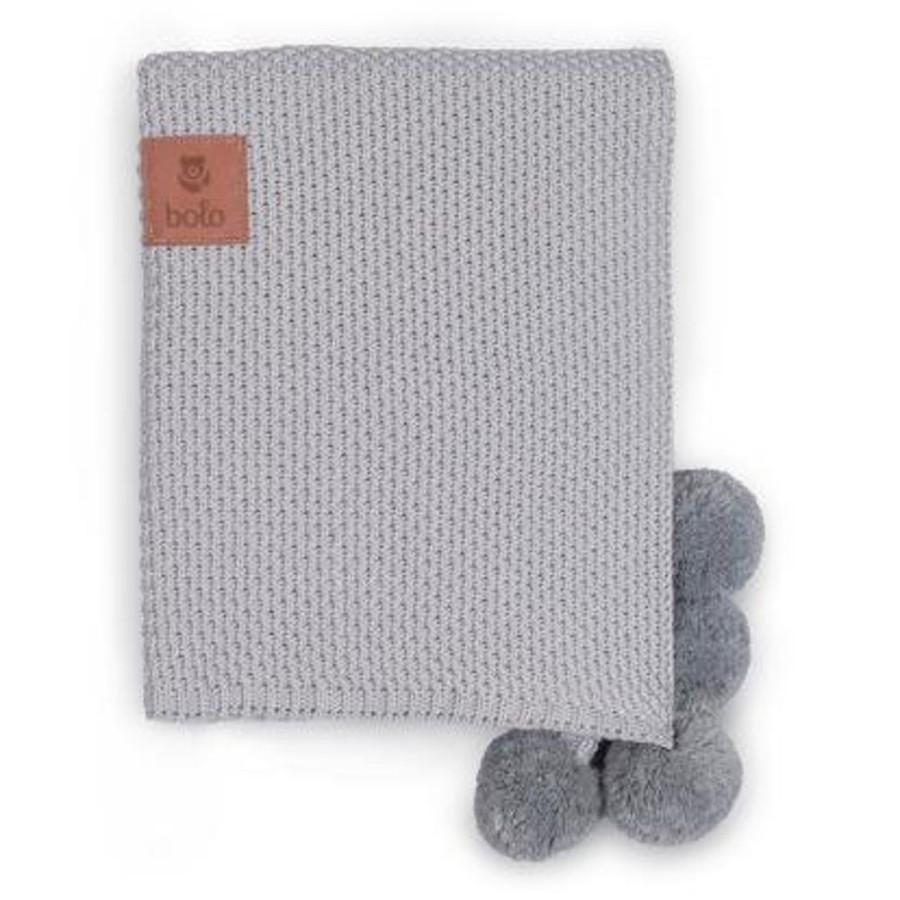 Bed Time Bolo | Bolo Pom Pom Blanket (2 Colours) Grey