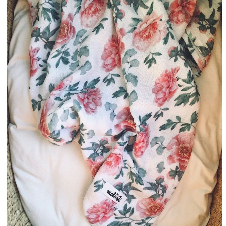 Bed Time Malomi | Malomi Extra Large Muslin Swaddle Blanket - Peony