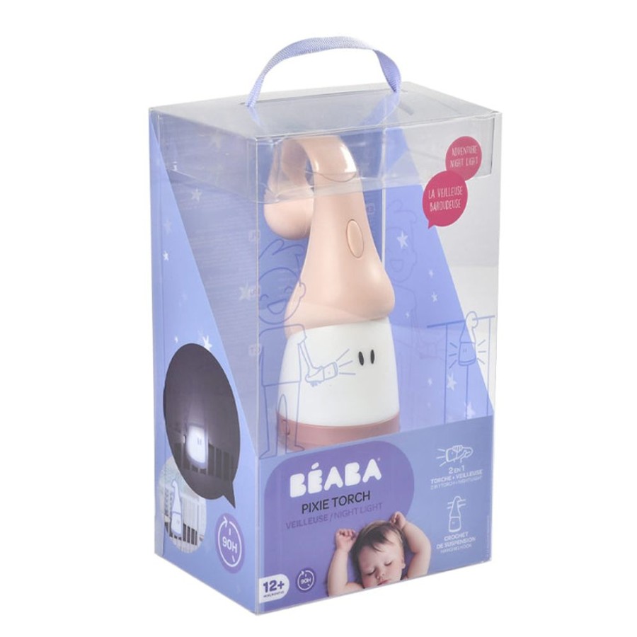 Bed Time Beaba | Beaba Pixie Torch 2-In-1 Movable Night Light - Rose