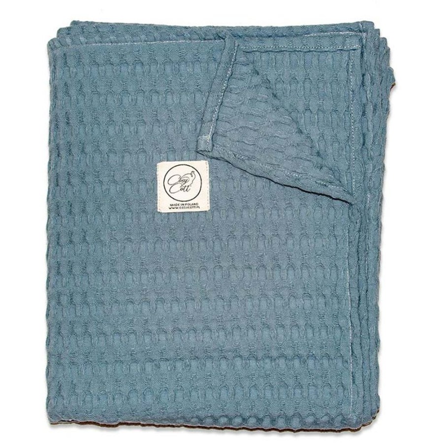 Bed Time CosyCott | Jacquard Weave Swaddle Blanket - Denim Blue