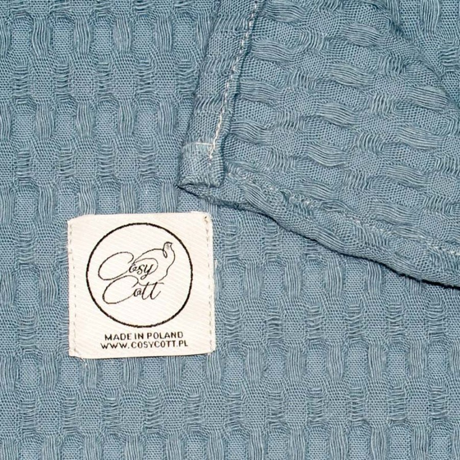 Bed Time CosyCott | Jacquard Weave Swaddle Blanket - Denim Blue